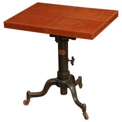Industrial Base Leather Side Table