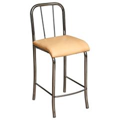 Deco Chrome and Leather Stool