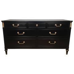 Maison Jansen Directoire Style Ebonized Seven-Drawer Chest