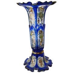 Bohemian Overlay Enamel Glass Vase, circa 1860