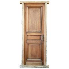 Vintage Single Solid Mahogany Entry Door and Frame