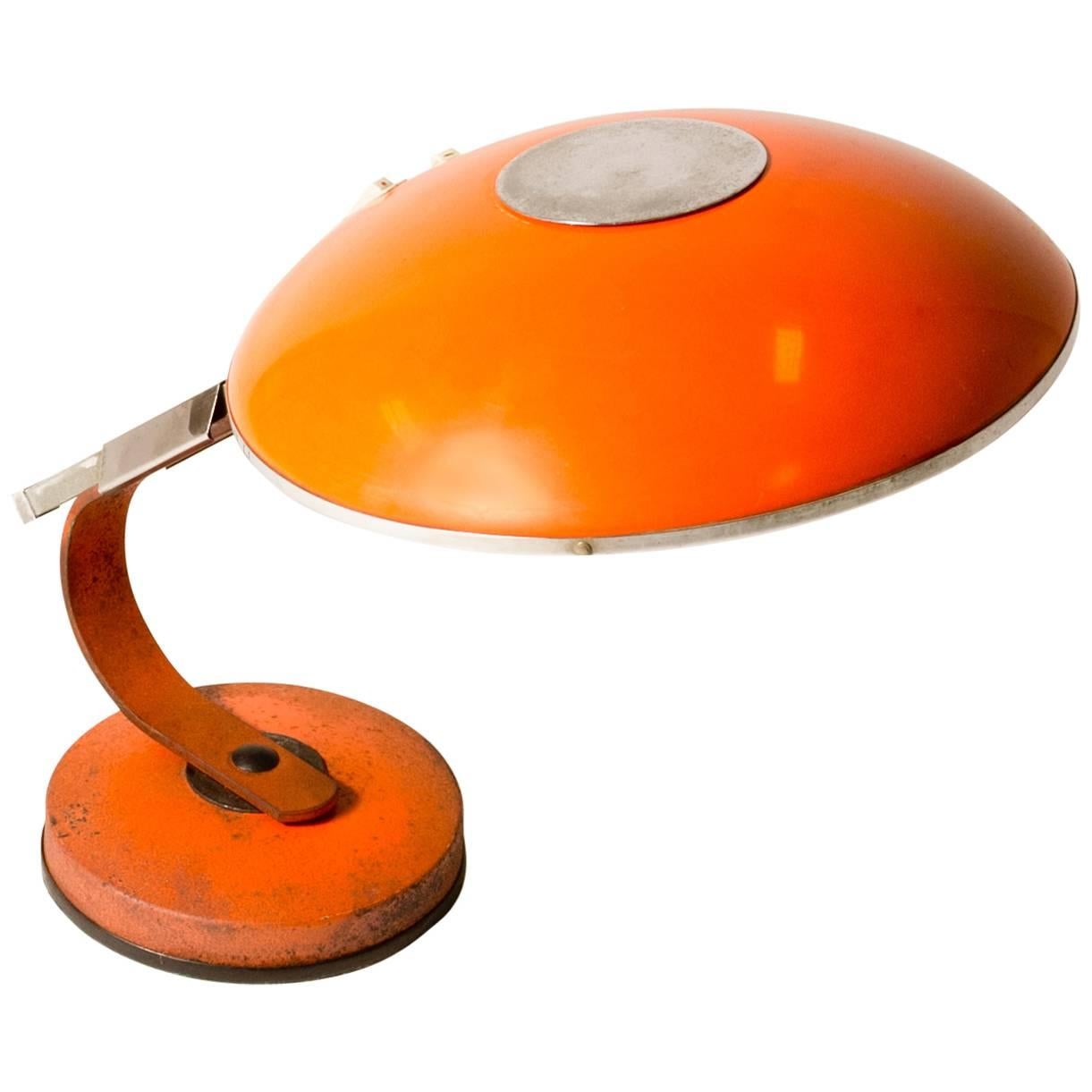 Lampe de bureau orange mi-siècle moderne