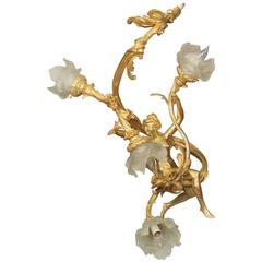 Stylish Early 20th Century Gilt Bronze Four-Light Chandelier 9