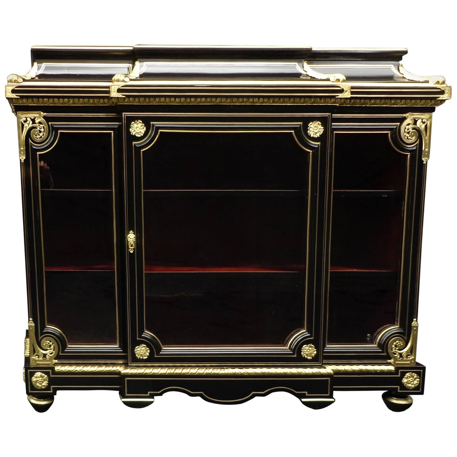 Glassed Cabinet in Marquetry 19th Century Stamped, Lemarchand Lemoine, Paris For Sale
