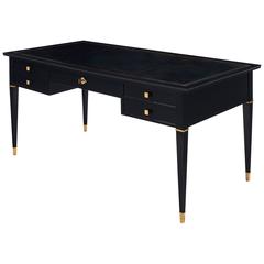 French Directoire Style Black Leather-Top Desk