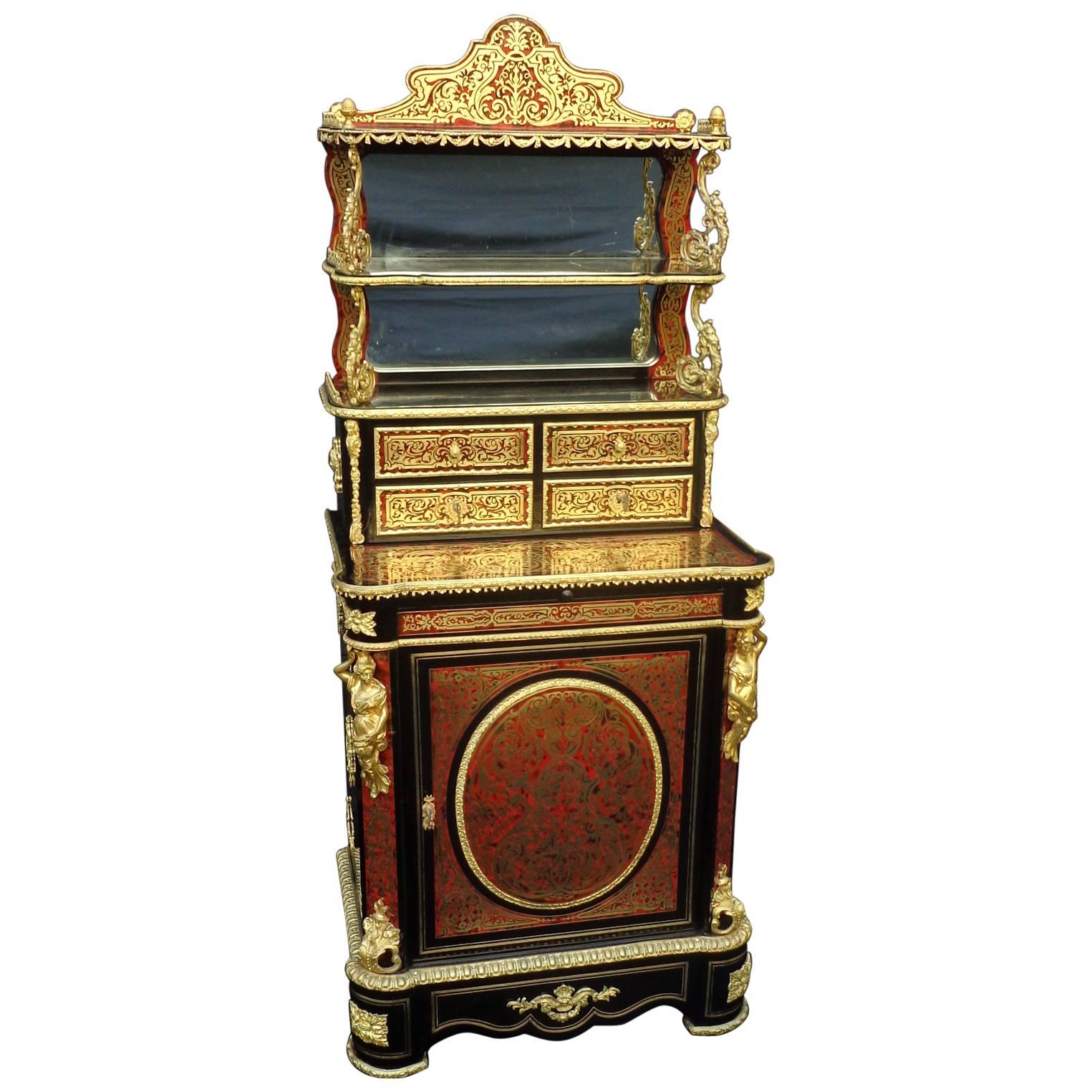 Luxury French Cabinet in Boulle Marquetry 19th Century Napoleon III Period For Sale