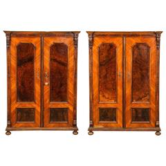 Pair of Diminutive Napoleon III Burl Armoires 9