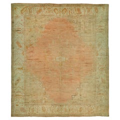 Zabihi Collection Large Square Soft Peach Antique Turkish Oushak Rug