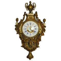 19th Century Japy Freres Bronze Cartel Clock with Painted Dial