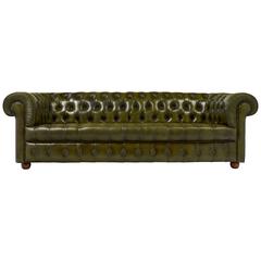 Retro Green Leather Chesterfield Sofa