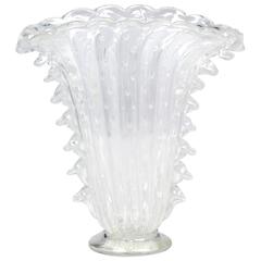 Murano Crystal Clear "Pulegoso" Glass Vase