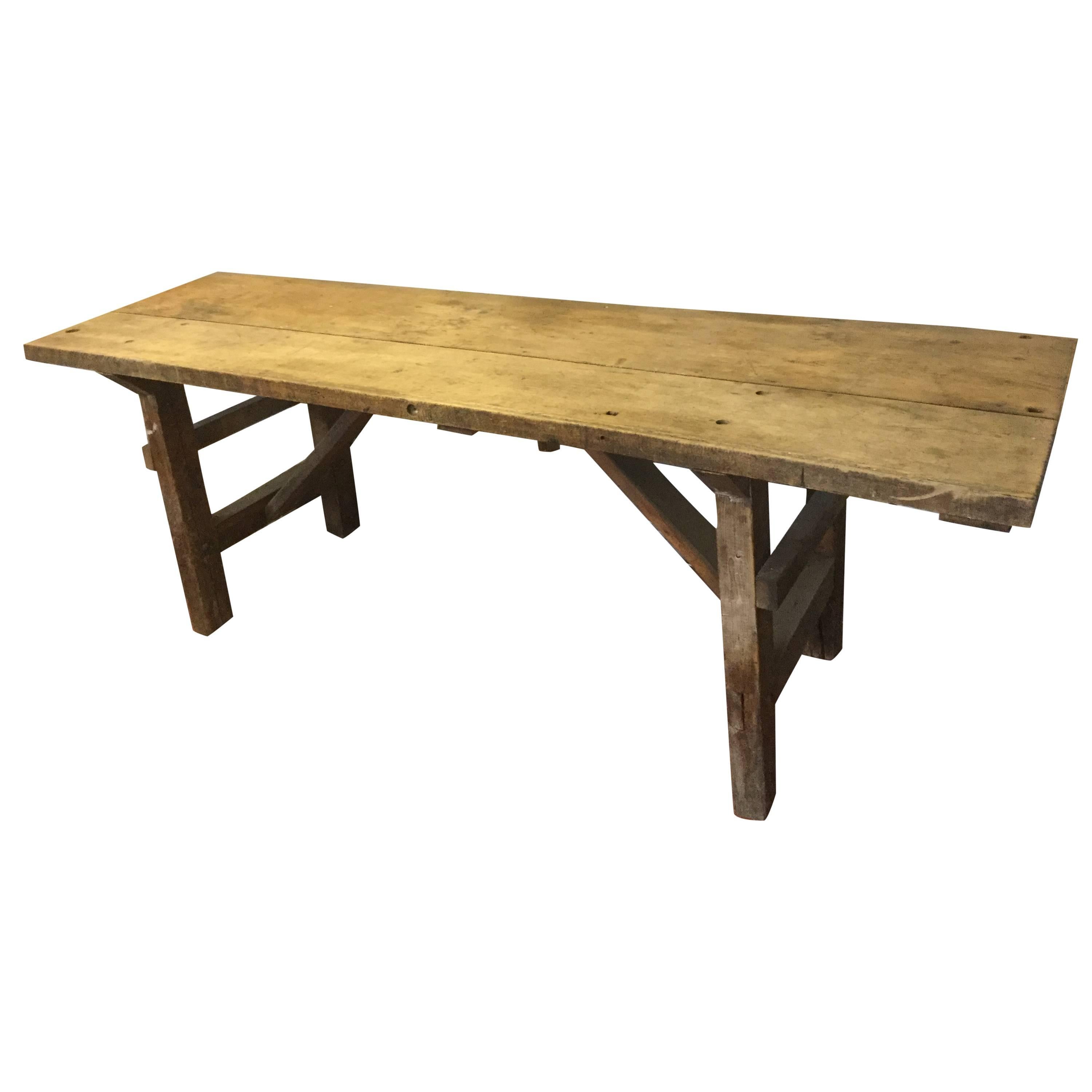 19th Century Industrial Wood Working Table For Sale