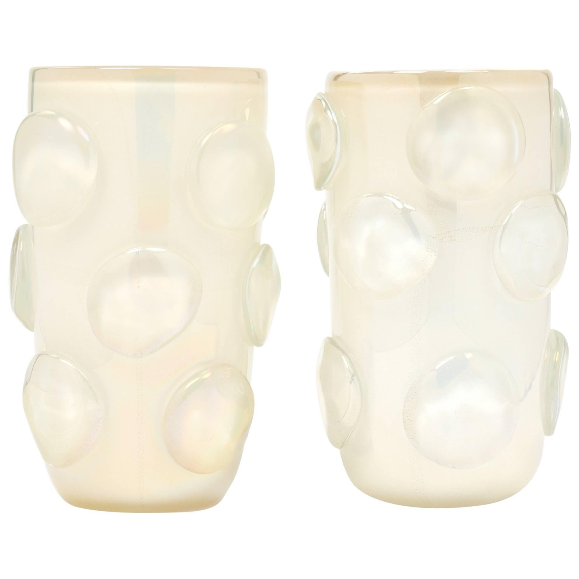 Pair of Murano "Incamiciato" Glass Vases by Sergio Costantini