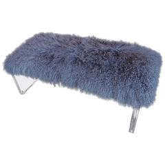 1970s Acrylic Bench with Removable Sheepskin Seat 3