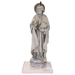 Saint Joseph Antique Belgian Plaster "Master" Altarpiece Statue on Acrylic