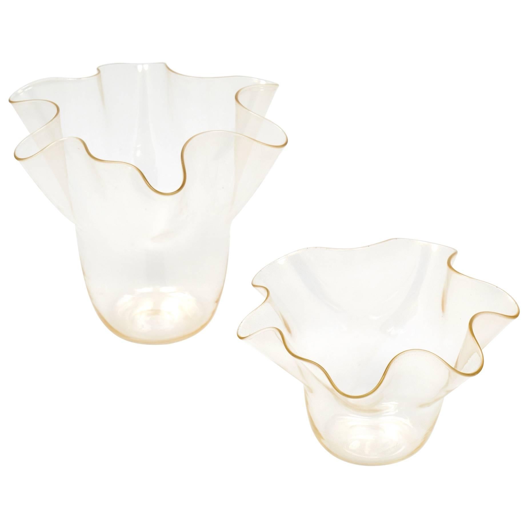 Murano "Avventurina" Glass Set of Wavy Bowls