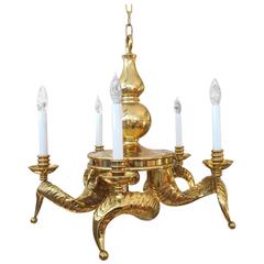 Vintage Brass Chapman Antler Chandelier