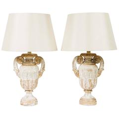 A Pair of Italian Urns, 19th c. converted to Table Lamps