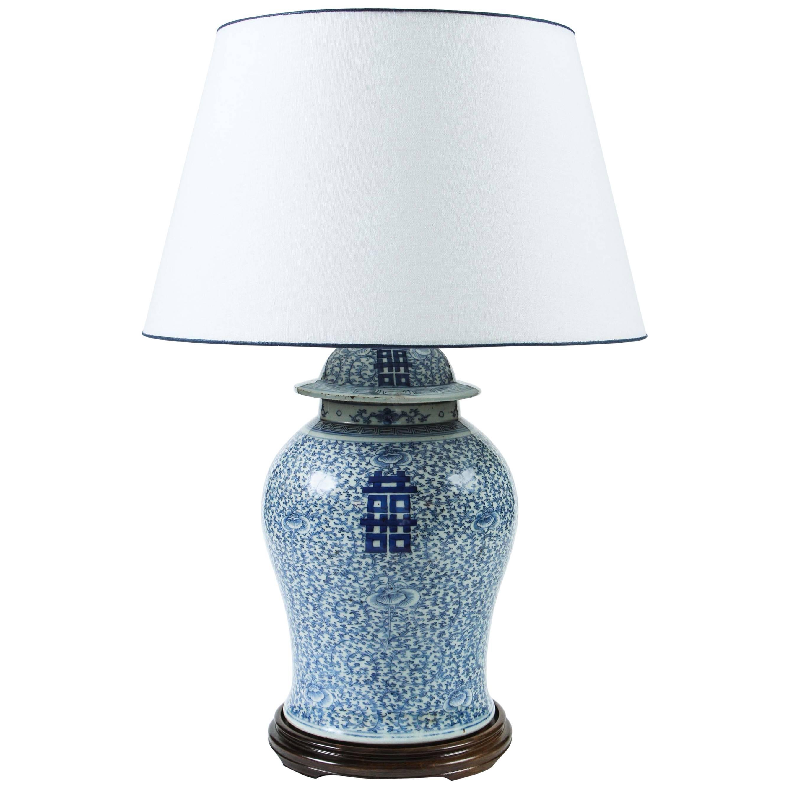 19th Century Chinese Porcelain Ginger Jar, Mounted as a Lamp