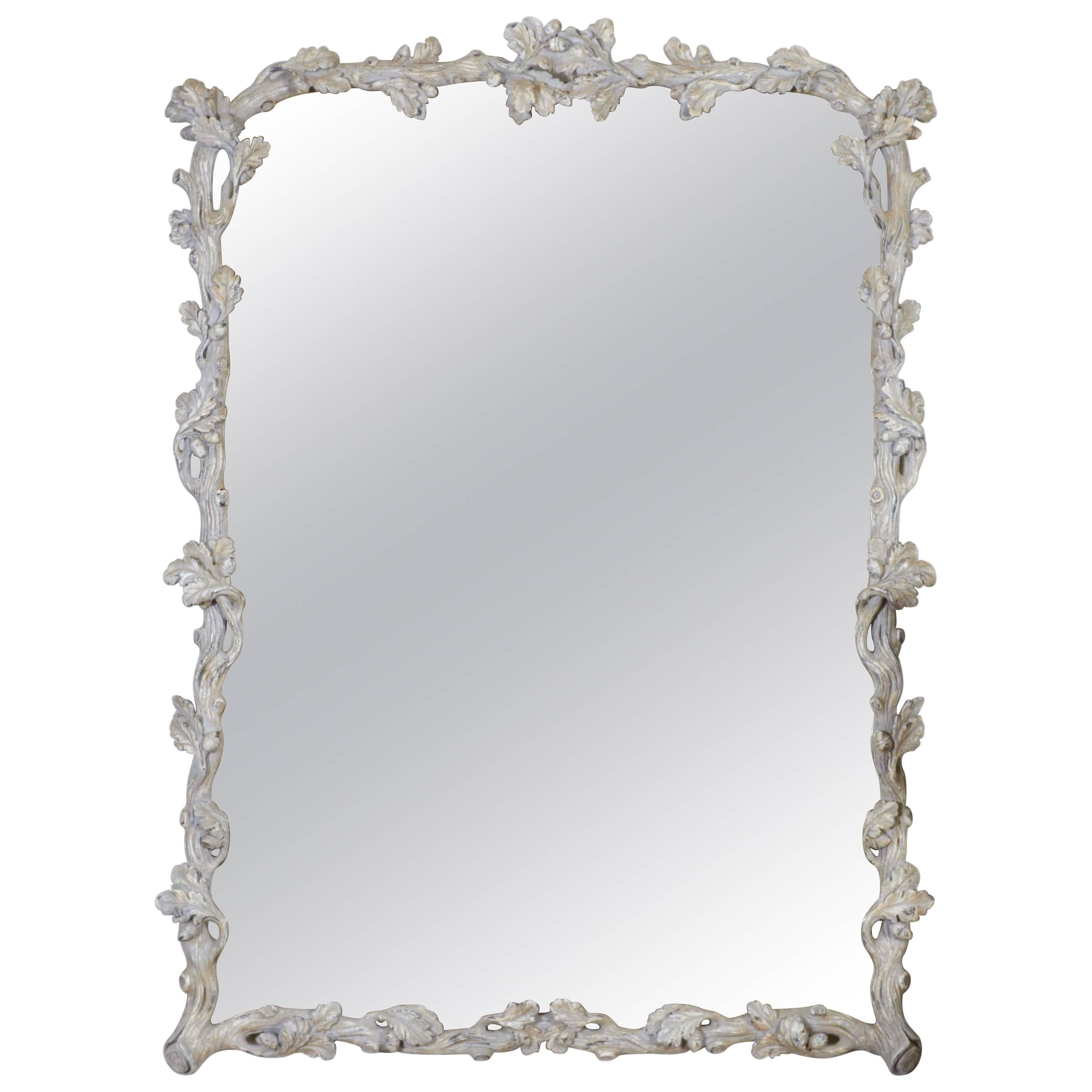 Italian Grey Painted Faux Bois Mirror