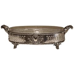 19th Century French Louis XVI Oval Silver Plated and Crystal Jardiniere 7