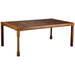 Danish Architect Designed Coffee/Low Table with Inlaid Wood Mosaic Top