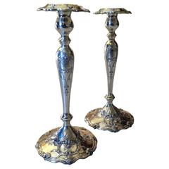 Shreve and Co. Sterling Candlesticks Applied and Chased Pattern, circa 1915
