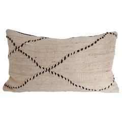 Custom Pillow Cut from a Vintage Hand-Loomed Wool Beni Ouarain Moroccan Rug Custom Pillow Cut from a Vintage Hand-Loomed Wool Beni Ouarain Moroccan Rug