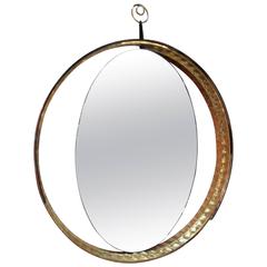 Italian Mirror with Wood and Brass Frame 6