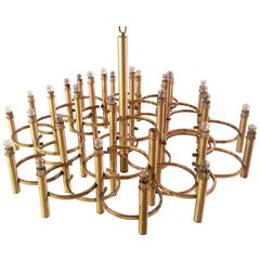 Italian Sciolari Chandelier 1970 in Brass, 30 Lights 2