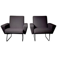 Pair of Pierre Guariche Lounge Chairs in Kvadrat Tonnos Wool, 20th Century