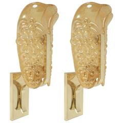 1960s Maison Honoré Iridescent Glass and Brass Pair of Sconces 12