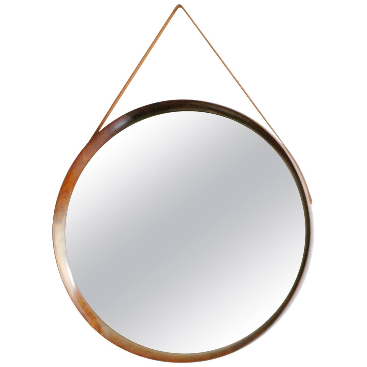 Scandinavian Modern Rosewood Wall Mirror by U. & O. Kristiansson for Luxus