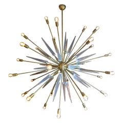 Very Large Italian Brass and Glass Sputnik Chandelier