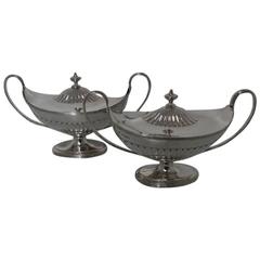 Sterling Silver Victorian Sauce Tureens and Covers, London, 1881