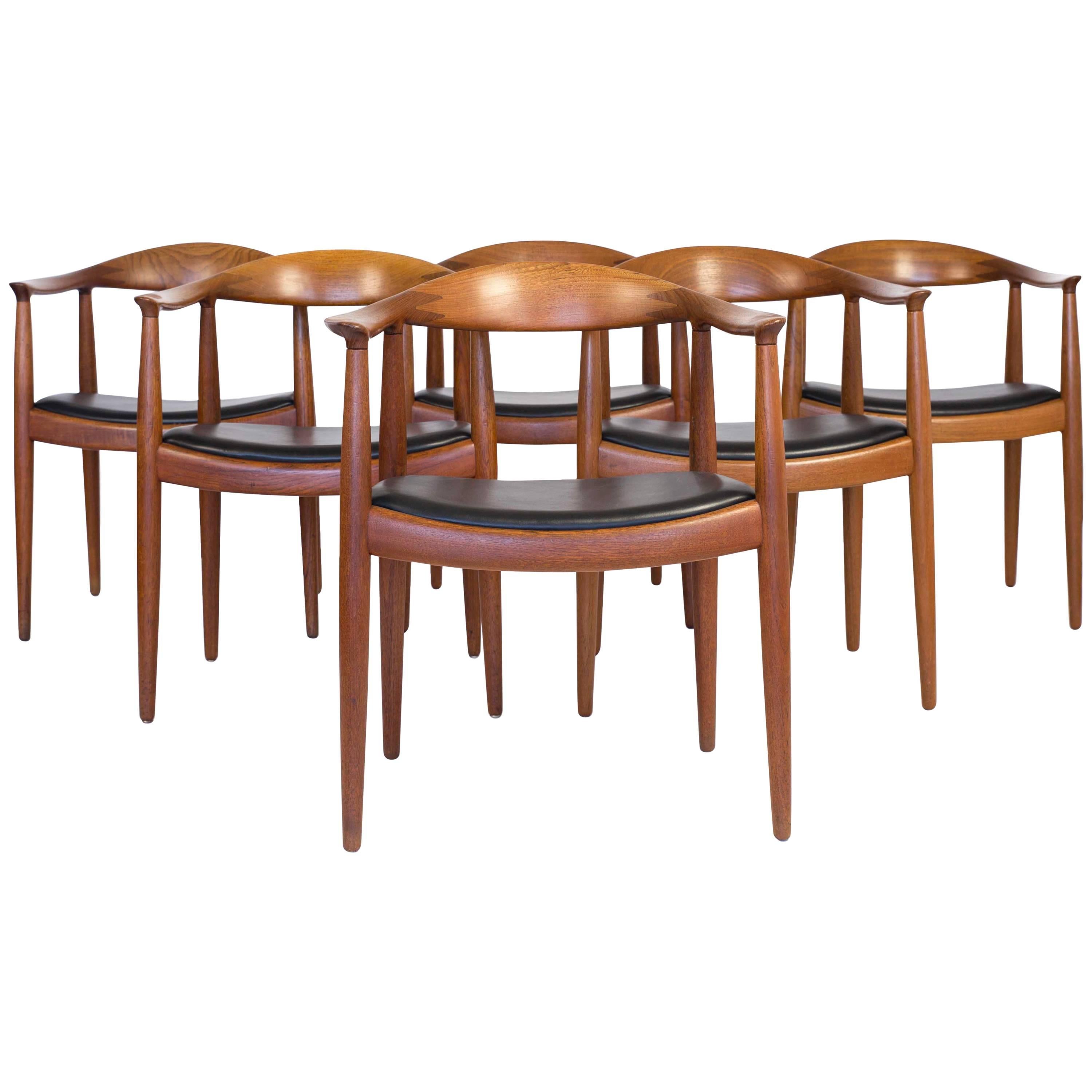 Hans J. Wegner, a Set of Six Teak 'The Chair' Armchairs for Johannes Hansen