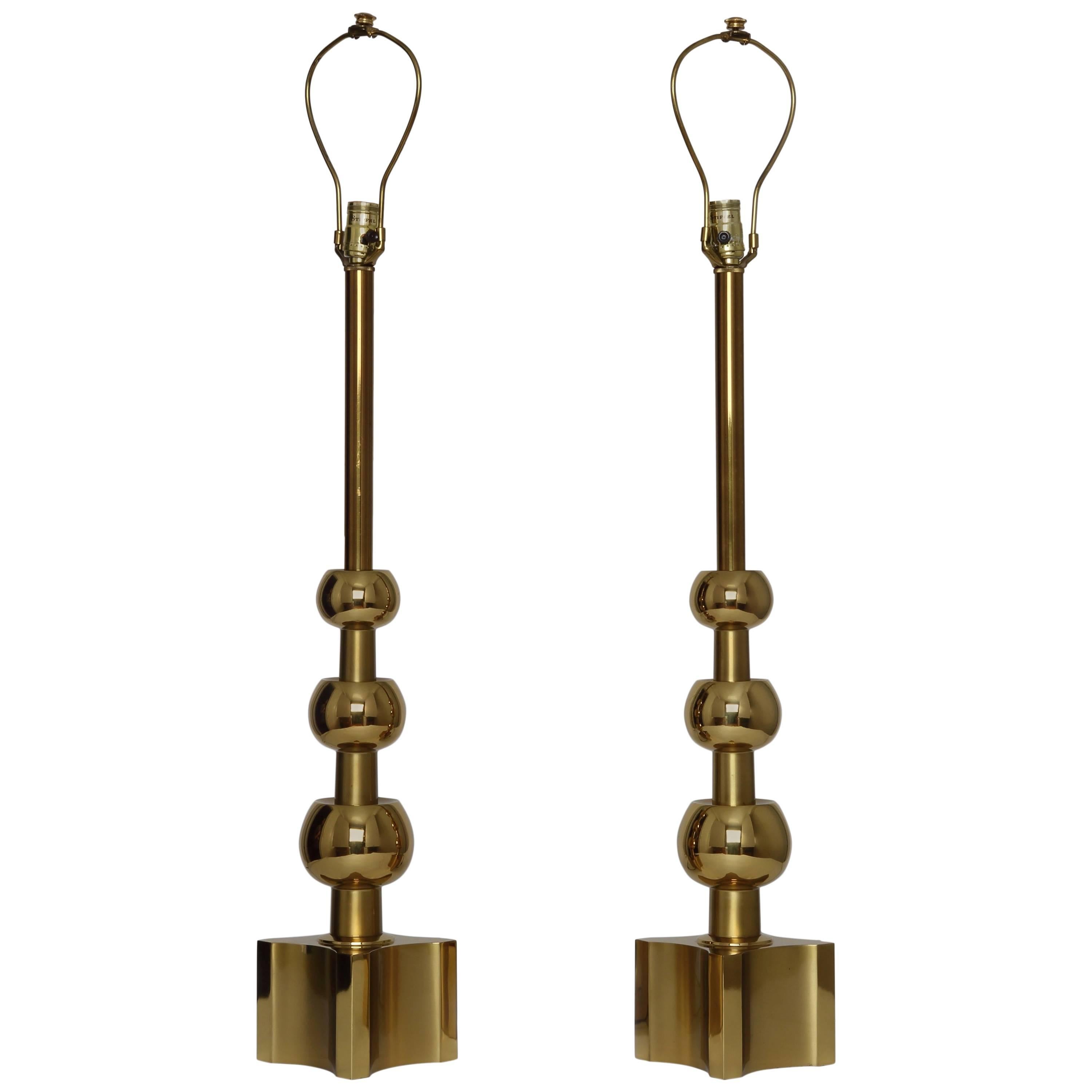 Pair of Brass Table Lamps by Stiffel