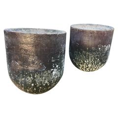 Antique Pair of Large French Graphite Crucible Planters