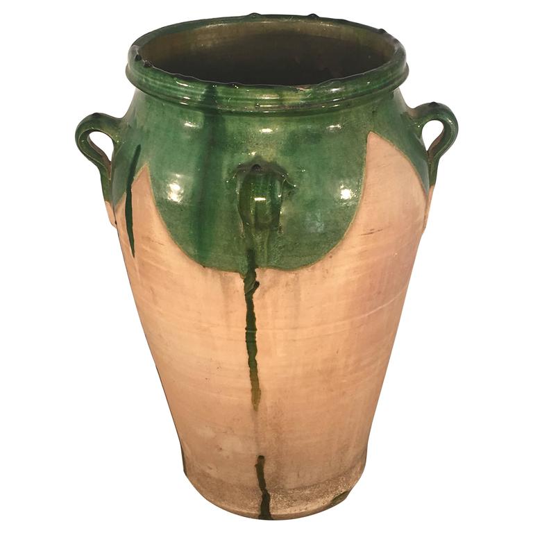 French GreenGlazed Terracotta Amphora or Pot at 1stDibs