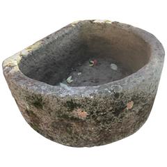 French Carved Stone Demilune Trough 3