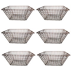Three Rusty French Stackable French Oyster Baskets