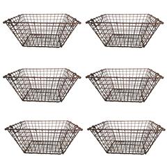 Six Rusty Stackable French Oyster Baskets 9