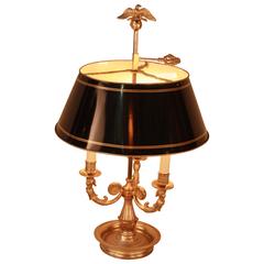 Antique French Bronze Empire Style Bouillotte Table Lamp