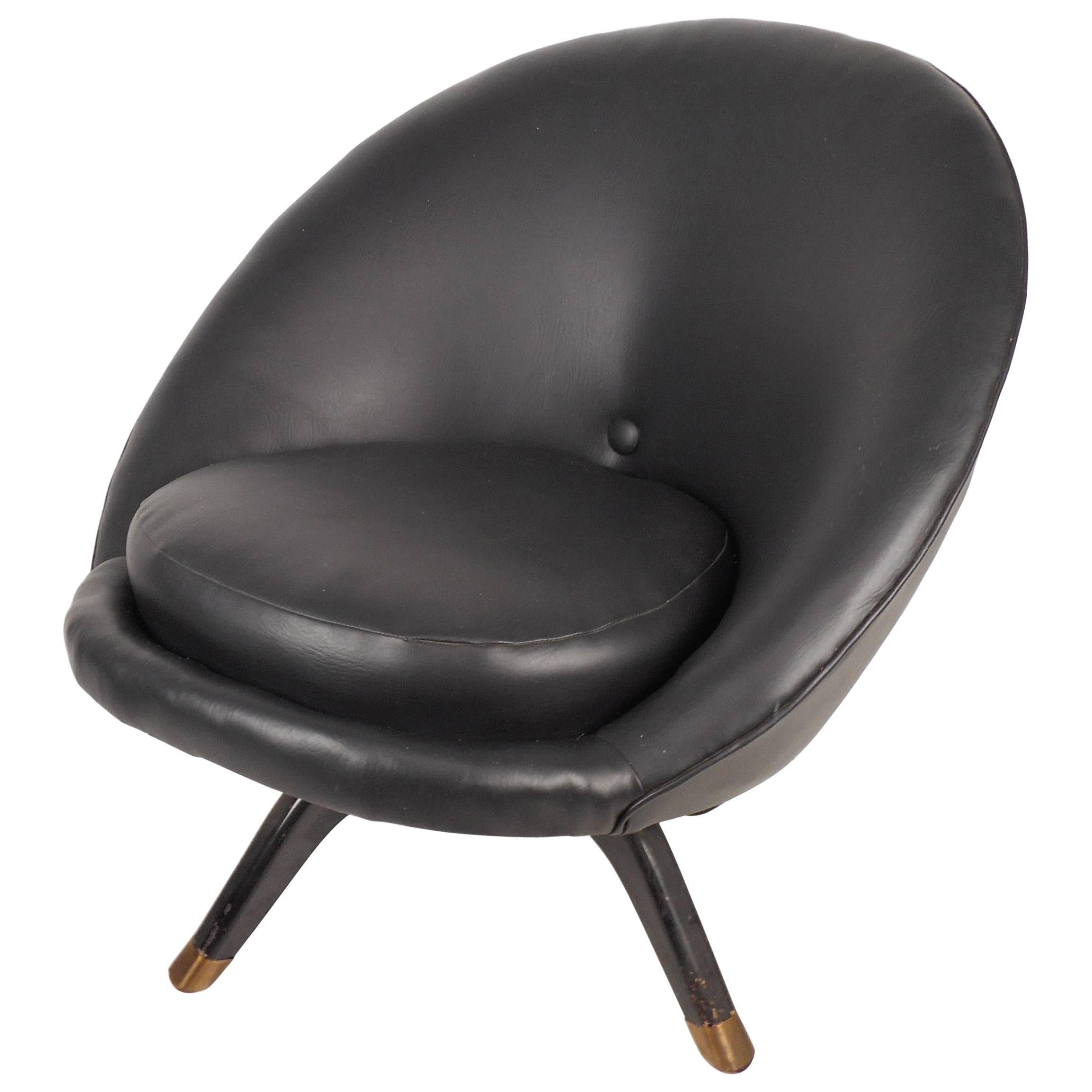 Mid-Century Modern Overman Style Swivel Pod Chair