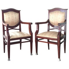 Coppia di poltrone Regency del XIX secolo in stile Art Deco influenzate dal mogano