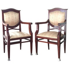 19th Century Regency Pair of Armchairs in Mahogany Influenced Art Deco Style