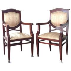 19th Century Regency Pair of Armchairs in Mahogany Influenced Art Deco Style 5