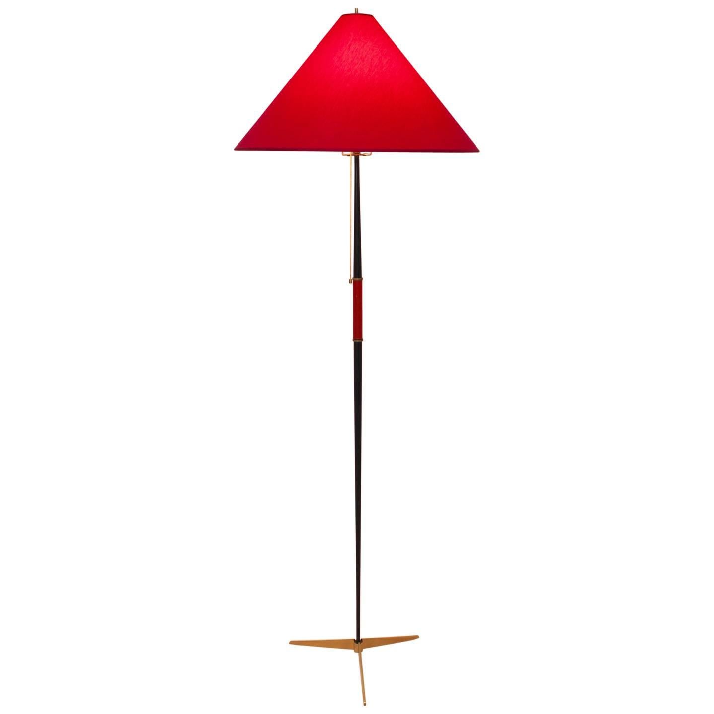 Lampadaire vintage en laiton noir de style mi-siècle moderne J. T. Kalmar, Vienne, vers 1960 en vente