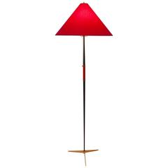 Black Floor Lamp by J. T. Kalmar with Red Shade Vienna, circa 1960 3