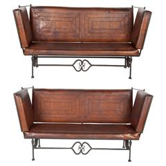 Pair Of Early 20th Century Leather Knole Form Sofa 4